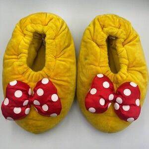 Disney Minnie Mouse Plush Slippers Medium Yellow Faux Fur Slip On Shoes